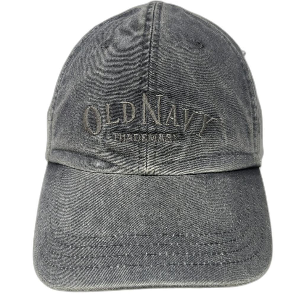 Old Navy Baseball Cap Gray M Washed Cotton Tonal Logo Slideback Hat